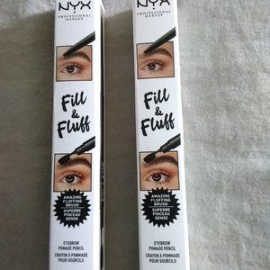 NYX Fill & Fluff Eyebrow Pencil  FFEP08 Black Bundle (2)